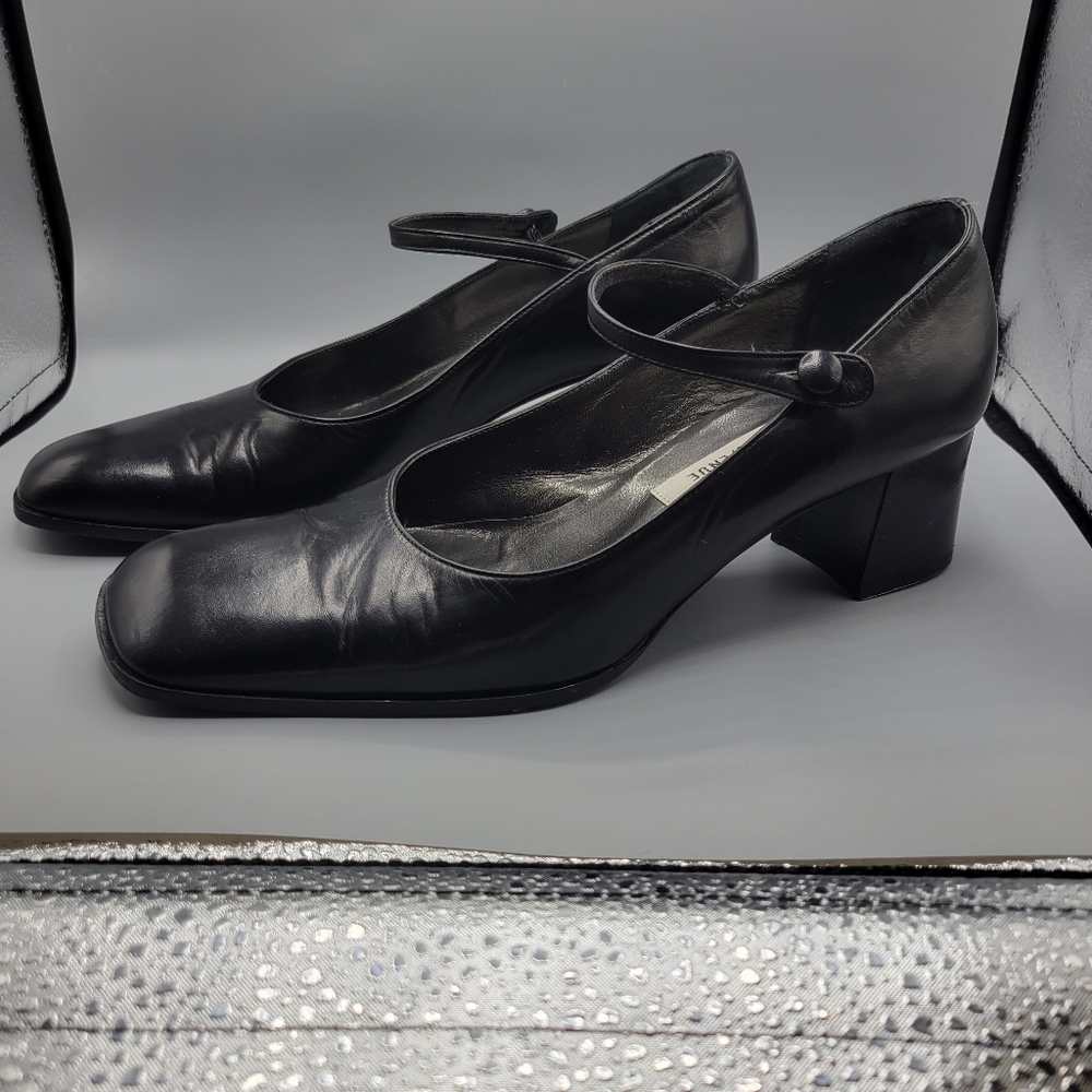 Saks Fifth Avenue Mary Jane Block Heel Leather Shoe Size 7B Circa 1996-2000